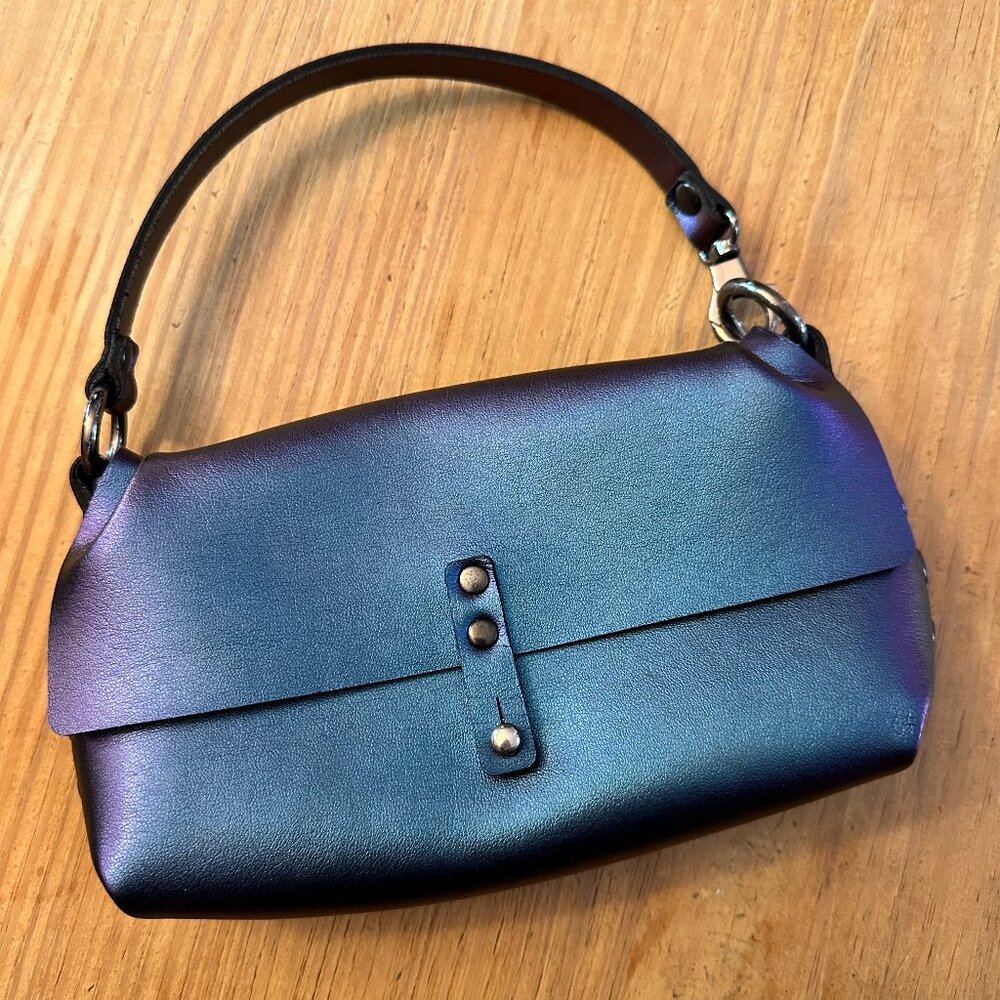 Mohop tiny clutch, peacock vegan leather